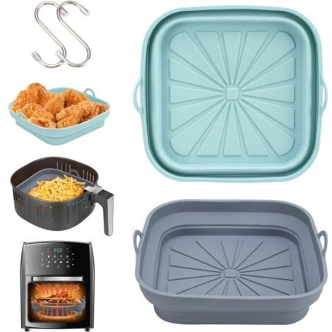 Moule Silicone Air Fryer Alyvisun - Accessoire pour Friteuse à Air Chaud - Pot Plat Carré P - Blanc