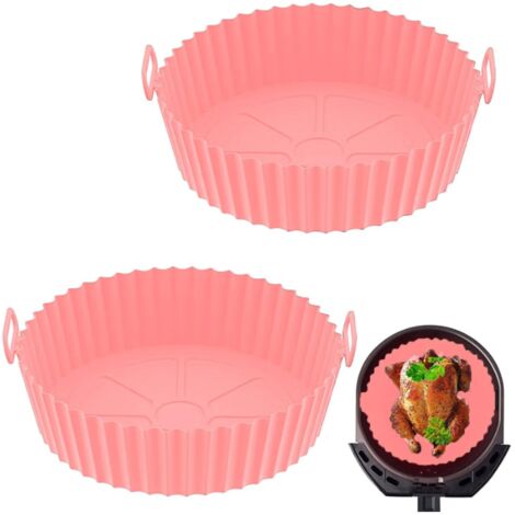 Moule Silicone Air Fryer, Friteuse Airfryer, 2 Pièce Air Fryer Moule, Panier Friteuse en Silicone, Air Doublure de Four à Friteuse, Air Fryer Pot pour Four à Micro Ondes,Réutilisable-RAPANDA