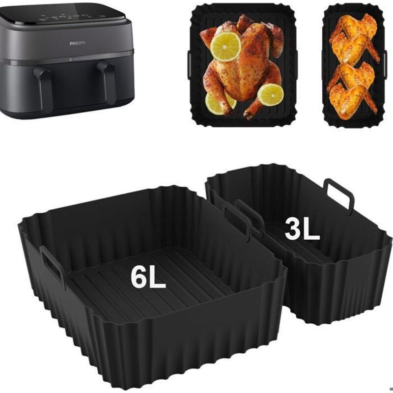 Moule Silicone Air Fryer pour Philips Dual Basket Airfryer 9 Litres Accessoires Air Fryer pour Philips Airfryer Série 3000 NA350/00