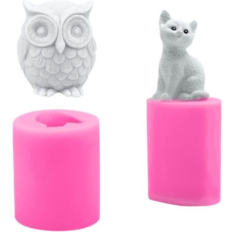 Moule Silicone Savon 2 Pièces - Forme de Hibou 3D pour Bougies et Bricolage - Chouette Moules