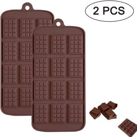 Moules à bonbons au chocolat en silicone Gaufre 12 grilles Sans BPA, réutilisables 100% silicone et lave-vaisselle Moules à bonbons en silicone