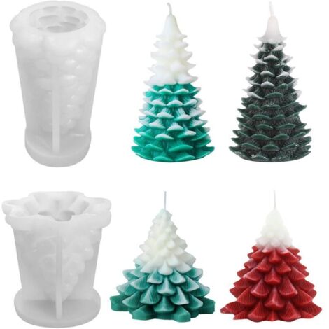 Moules À Bougies En Silicone (2 Pièces), Moule À Bougie Sapin De Noël 3d, Moules De Moulage De Noël En Silicone, Moule Sapin De Noël En Silicone Pour La Création De Bougies Parfumées Et De Décorations