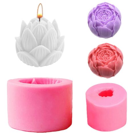 Moules à bougies en silicone en forme de fleur de lotus et de rose, moules à fondant, moules à gâteaux au chocolat pour décoration de mariage, d'anniversaire ou de fête, cadeau fait main à réaliser so