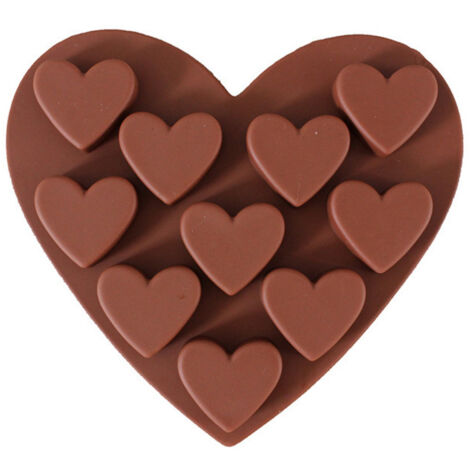 Moules à chocolat en Silicone, moules de cuisine antiadhésifs en forme de cœur, plateaux à glaçons pour gâteaux, bonbons, boules de fudge, gelée, muffins, cupcakes（Couleur chocolat）