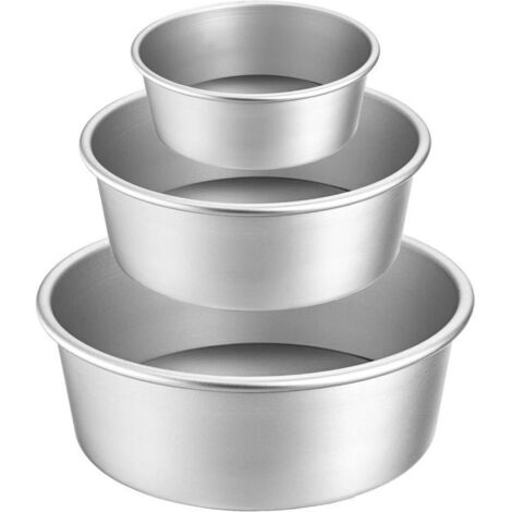 Moules à gâteau ronds professionnels en aluminium antiadhésif avec fond amovible – Lot de 3 (10 cm, 15 cm, 20 cm)