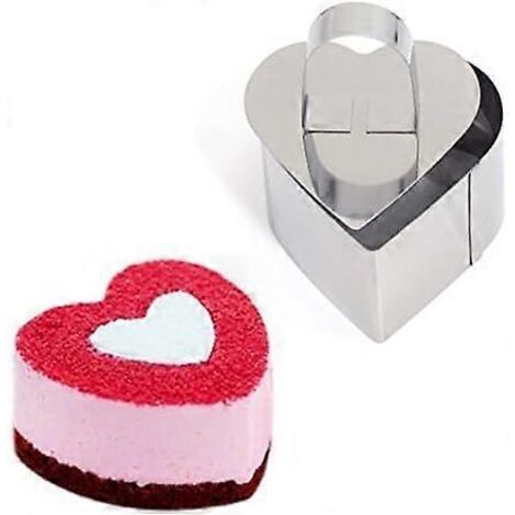Moules à gâteaux mousse en acier inoxydable en forme de cœur, 8,875 cm de hauteur, 4 cm de hauteur, pour desserts, pâtisseries, fruits et biscuits, œuf au plat AF-48