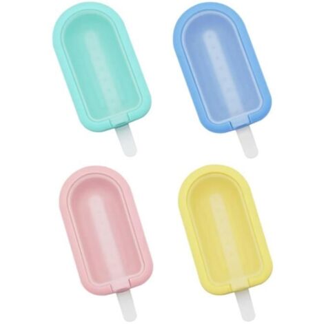 Moules à Glace, 4 Pcs Moules à Glace Silicone, Glace Maison Popsicle with Reusable Ice Moulds Popsicle, pour la Crème Glacée DIY