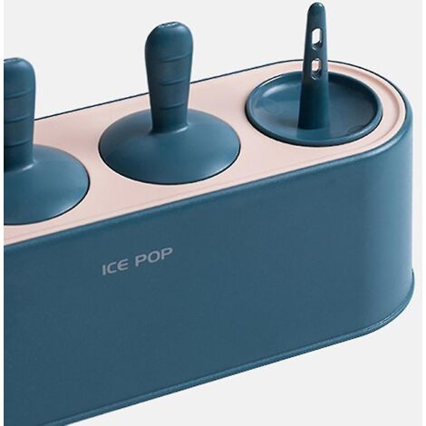 Moules à glace à 4 compartiments, en silicone avec protection anti-gouttes, bleu foncé
