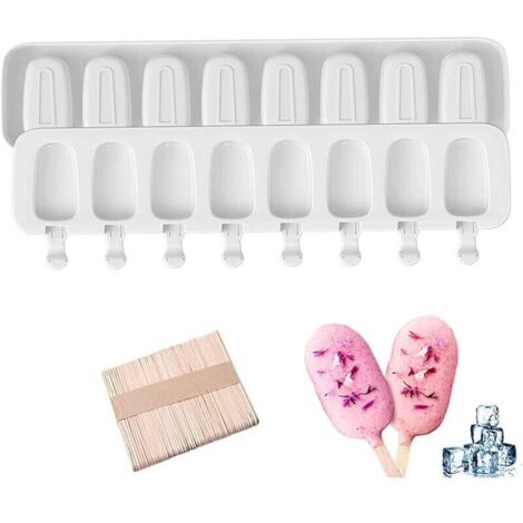 Moules à Glace Silicone,Moule Magnum Cake,2PCS+50PCS Baton De Glace,Glace Maison Popsicle,Sans Bpa Moule Glace AntiadhéSif RéUtilisable