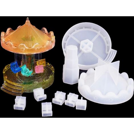 Moules en Résine Epoxy Silicone Moule Resine Carousel Moules pour Fabrication Création Ornement de Bureau Décoration de Maison Mariage Fête