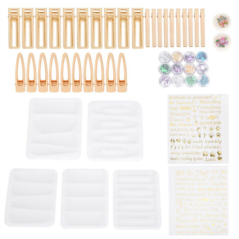 Moules en Silicone pour Épingles à Cheveux DIY - Kit Créatif avec Cristaux et Résine Époxy
