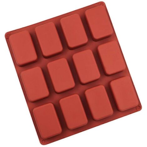 Moules en silicone pour savon, 12 cavités carrées, pour la cuisson de savons, bougies, gelées et autres préparations maison.