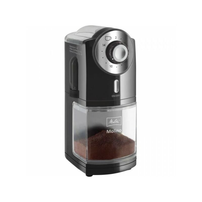 Moulin a Cafe - Cafetiere électrique Melitta Molino - Noir - 17 niveaux de finesse de mouture - 2 ans de garantie