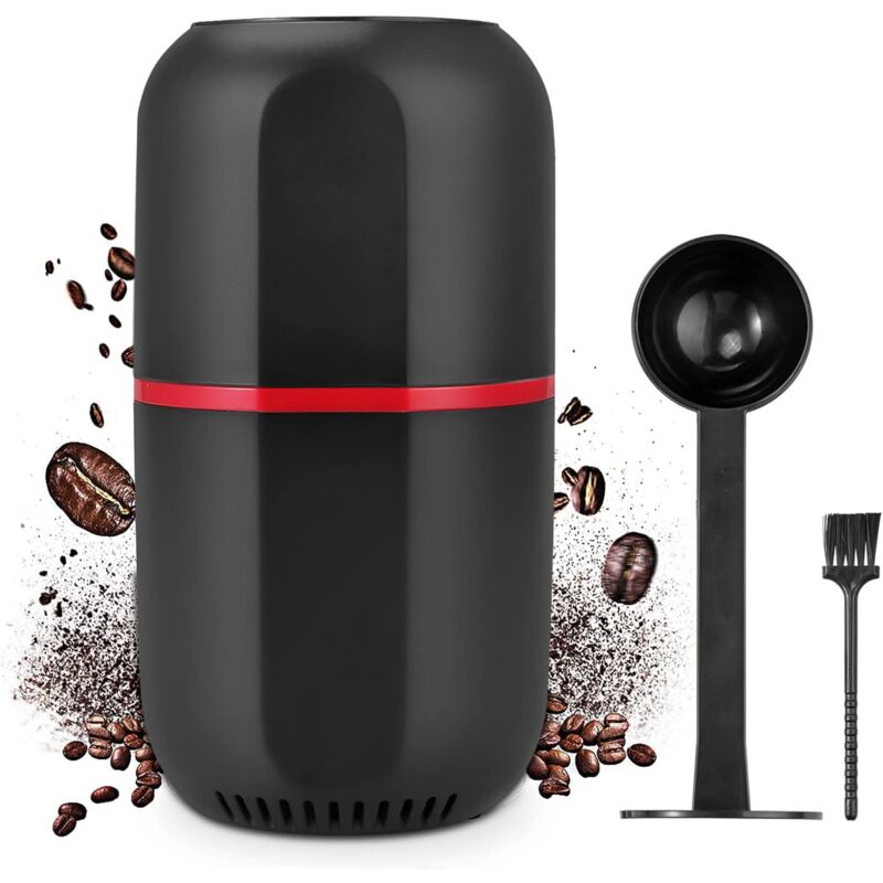 Alovez - Moulin à Café Électrique 150W, Moulin à Grains, Capacité 120g, avec Brosse de Nettoyage, Cuillère à Café 2 en 1 et Bourreur (Noir)
