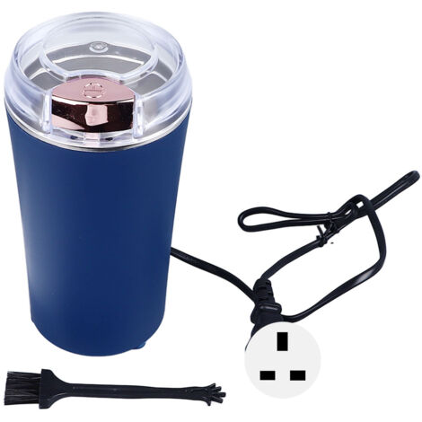 Moulin à café électrique portable 200W avec 6 lames pour herbes et épices, prise UK 220V bleu