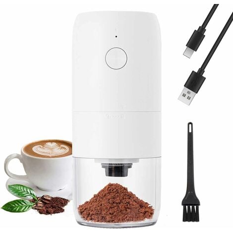 Moulin à café électrique portable, moulin à café électrique avec cône en céramique, grosseur réglable, moulin à café électrique portable et rechargeable