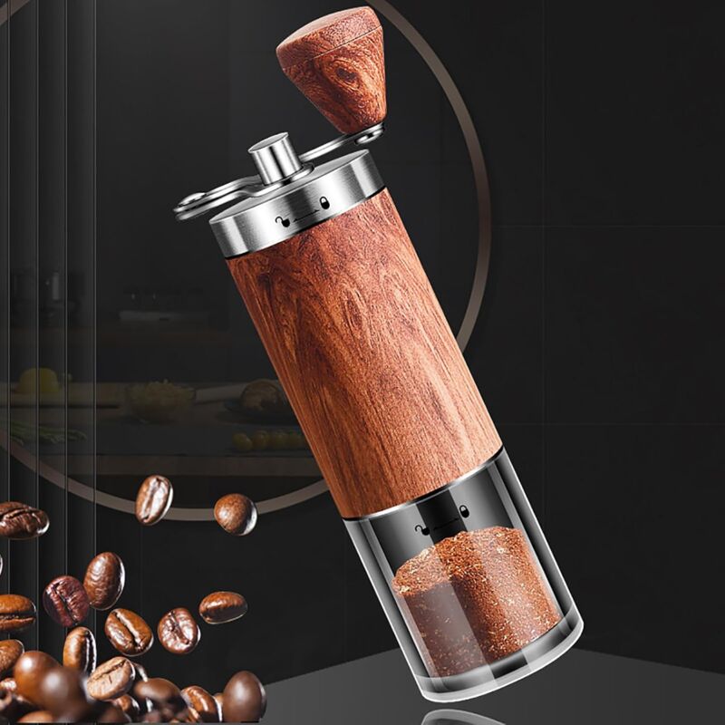 Moulin à Café Manuel avec PoignéE RéTractable Acier Inoxydable Machine A Cafe Portable Degré de Mouture RéGlable pour Maison, Voyage, Camping