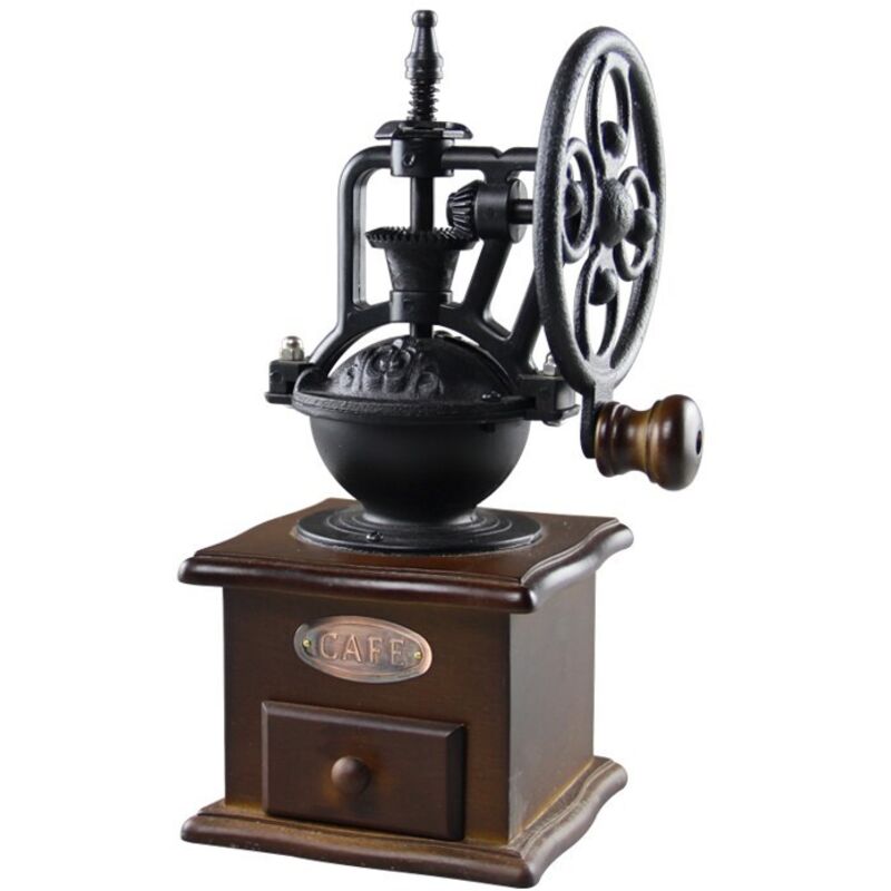 Moulin à café manuel, avec réglages de mouture et bac d'égouttement, cafetière manuelle vintage avec petit moulin à café à meules pour la cuisine et