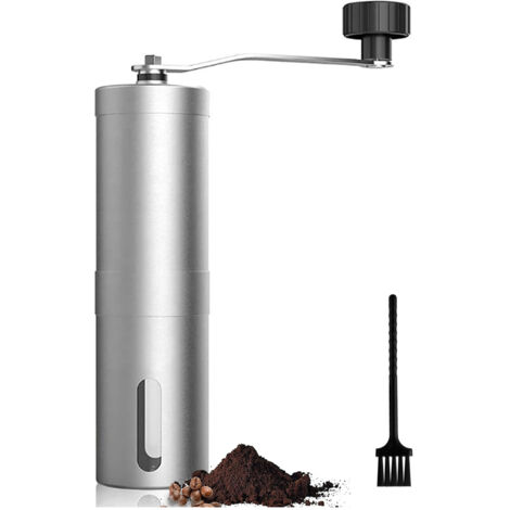 Moulin à café manuel en acier inoxydable à réglage de la mouture, moulin à grains de café portable pour une utilisation domestique.