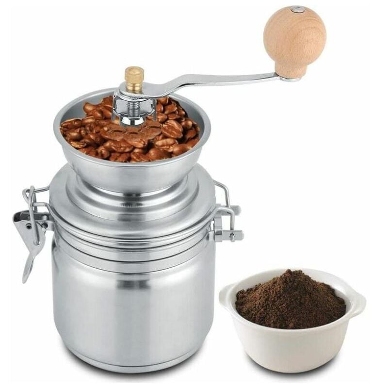 Moulin à café manuel en acier inoxydable, outil à main pour moulins, pour grains de café, épices, noix, graines, herbes, graines de citrouille, etc.