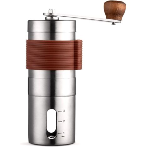 Moulin à café manuel, moulin à café à manivelle, moulin à grains de café, mini moulin à café portable, réglages ajustables, idéal pour la maison, le bureau et les voyages. Fabriqué en acier inoxydable