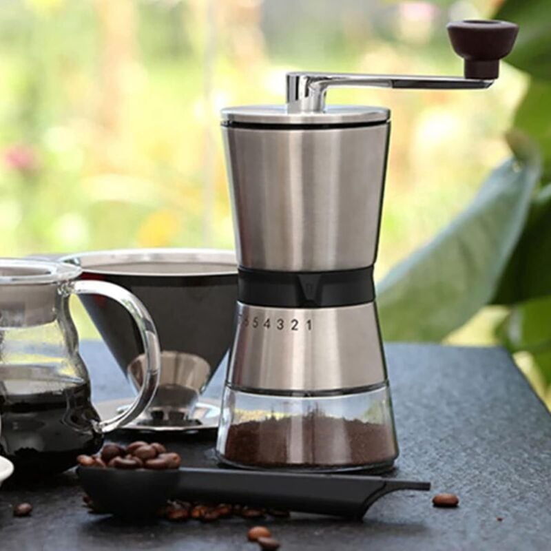 Moulin à café manuel Moulin à main conique en acier inoxydable 304 Moulin à café à grande capacité de stockage Moulin à café manuel à manivelle
