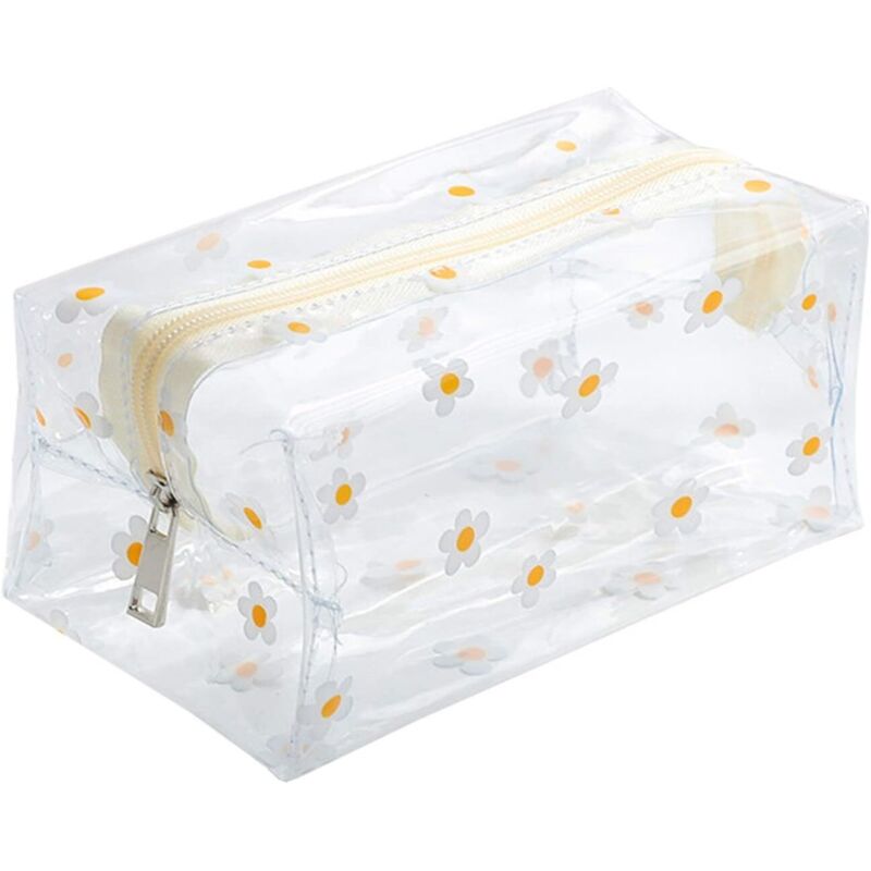 Trousse à cosmétiques transparente pour femmes en dessin animé mignon (chrysanthème),