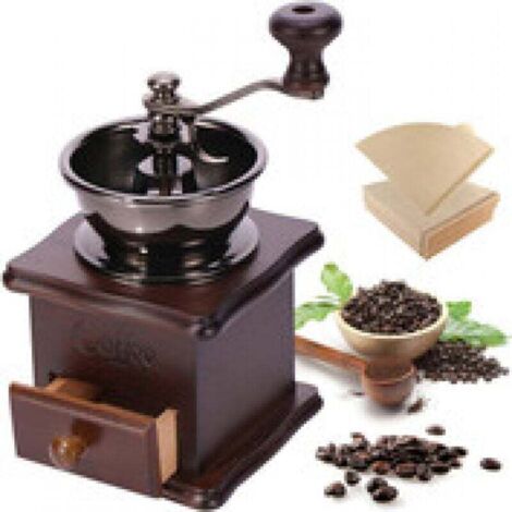 Moulin À Café Manuel Vintage En Céramique Avec Moulin À Manivelle Et Filtre En Bois 100 Pièces