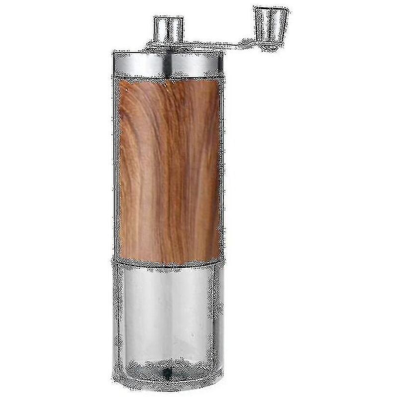Moulin à café portable en acier inoxydable avec manivelle en bois et grain de bois