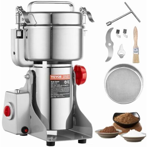 Moulin à épices Électrique 1000 g, Broyeur à Grains Commercial 3000 W Haute Vitesse, Moulin à Farine en Acier Inoxydable, Type Oscillant, pour Moudre Rapidement Céréales Épices Herbes Cafés