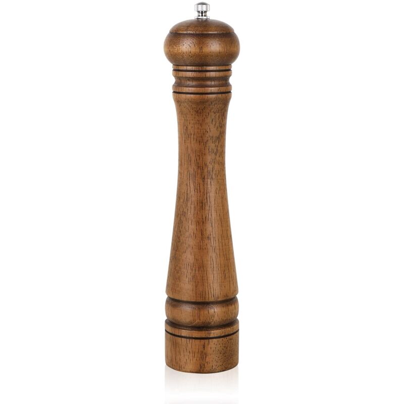Moulin à poivre en bois, moulin à poivre de 10 pouces, moulin à poivre, salière avec rotor en céramique réglable, moulin à poivre en bois de chêne
