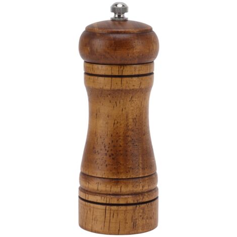 Moulin à Poivre en Bois Professionnel avec Meule Céramique Réglable - Moulin à Sel et Poivre pour Cuisine - 14.3x5.5cm