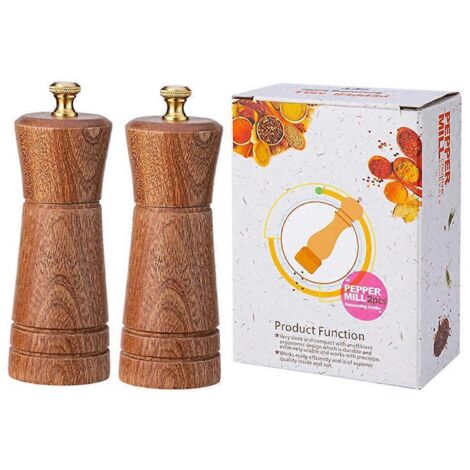 Moulin à Poivre en Bois Réglable - Broyeur à Poivre Réutilisable