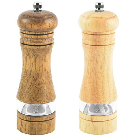 Moulin à poivre, ensemble moulin à sel et à poivre en bois, moulin à sel manuel classique, ensemble moulin à poivre rechargeable avec fenêtre de visualisation en acrylique.