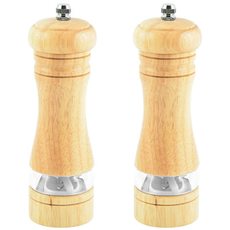 Moulin à poivre, ensemble moulin à sel et à poivre en bois, moulin à sel manuel classique, ensemble moulin à poivre rechargeable avec fenêtre de visualisation en acrylique.