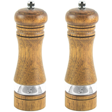 Moulin à poivre, ensemble moulin à sel et à poivre en bois, moulin à sel manuel classique, ensemble moulin à poivre rechargeable avec fenêtre de visualisation en acrylique.