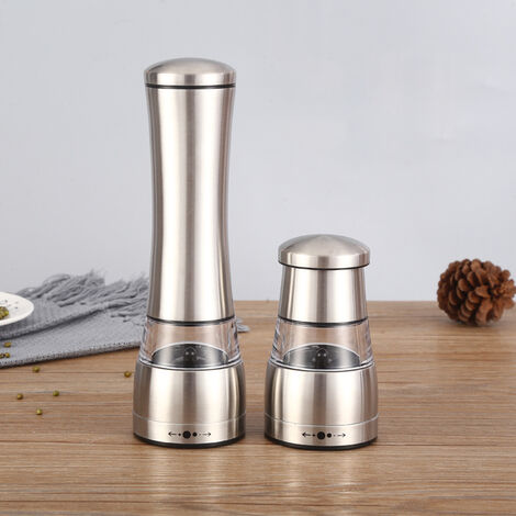 Moulin à Poivre et sel 2en1, Salière & poivrière Manuelle Moulin en INOX avec mécanisme en céramique. Moulin Professionnel, Original et élégant(2 Pieces)
