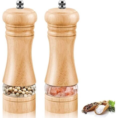 Moulin à Poivre et Sel - Classique - Lot de 2 - Bois Jaune - Réglable - Mécanisme en Céramique