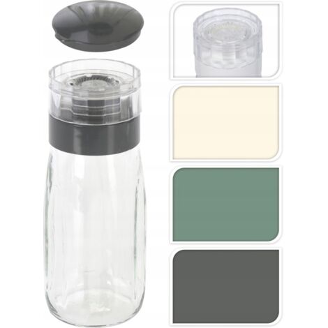 Moulin à poivre manuel en verre, couleurs variées, 300 ml, 6 x 16 cm, 1 pièce.