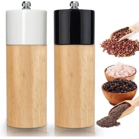 Moulin à Poivre, Moulin Sel Poivre Manuel En Bois 2 Pièces, Avec Mécanisme De Broyage En Céramique, Joint En Acier Inoxydable, Rotat