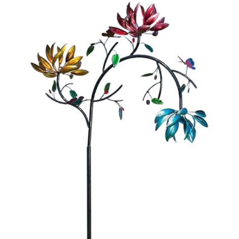 Moulin à vent coloré pour jardin extérieur, grande sculpture à piquer, girouette en métal