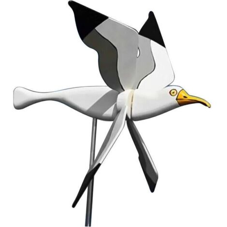 Moulin à Vent de Jardin en Résine, Mouette Blanche avec Ailes Tournantes Girouette Animale, Spinner à Vent 3D Décoration pour Pelouse--TRIMEC