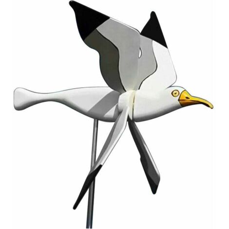 Moulin à vent de jardin, mouette blanche en résine aux ailes pivotantes, girouette animalière, carillon 3D, décoration de pelouse