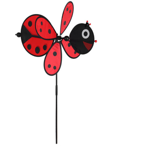 Moulin à vent décoratif 3D coloré en forme d'insecte, idéal pour les jardins, les pelouses, les fêtes et la décoration intérieure et extérieure, rouge