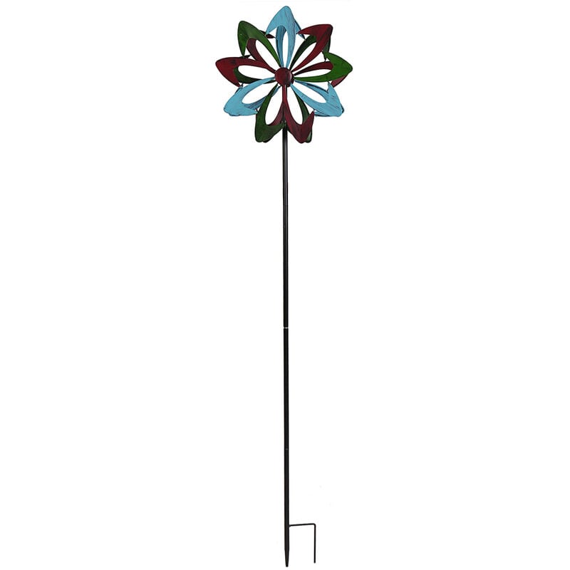 Maerex - Moulin à vent en métal fleur papillon, pour jardin extérieur, cour, Patio, pelouse, décoration de jardin, piquets décoratifs 32.5x121cm