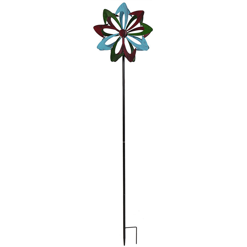 Insma - Moulin à vent en métal fleur papillon, pour jardin extérieur, cour, Patio, pelouse, décoration de jardin, piquets décoratifs 32.5x121cm