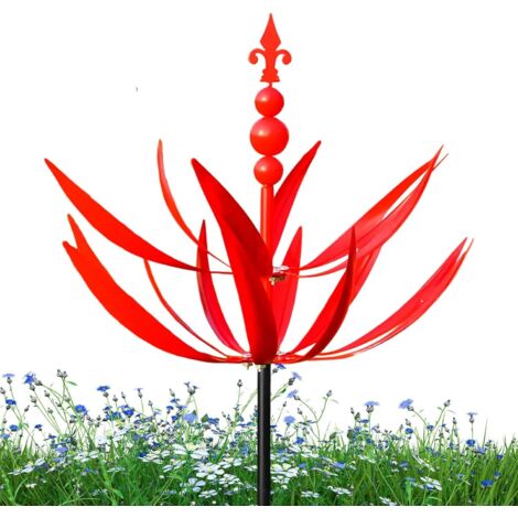 Moulin à vent en métal pour jardin - Résistant aux intempéries - Piquet de