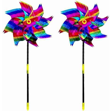 Moulin à Vent en Plastique,Moulin Vent Réfléchissant,Répulsif Oiseaux Réfléchissant,décoration et Protection du Jardin extérieur,2pc