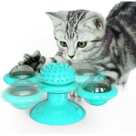 Moulin à vent jouet pour chat plateau tournant taquineries jouet pour animaux de compagnie gratter chatouiller chats brosse à