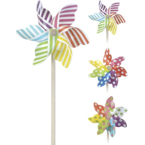 Moulin à vent multicolore 22cmø 55cm